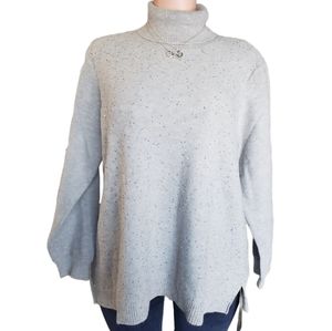 Gray Sequin Turtleneck Sweater